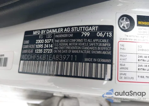 2014 Mercedes-Benz E 350 E 350 Luxury z USA, uszkodzony, nr VIN WDDHF5KB1EA839711